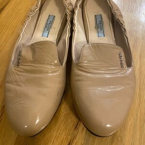 Prada Tan Flats Classic Loafers